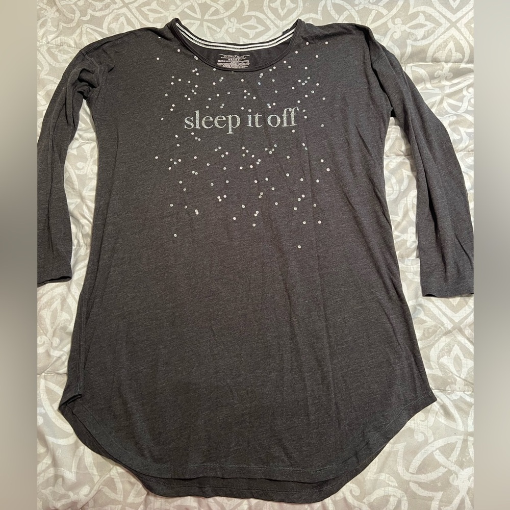 Victoria secret gray Sleep it off long sleeve ladies sleep shirt